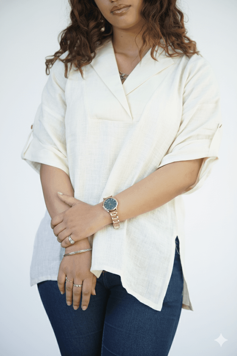 Off-White Executive Linen Top